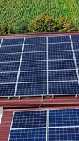 House with solar panels. Vertical video
