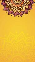 Looping Animation Of Yellow Vertical Background with Simple Floral Mandala Border video