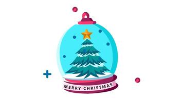 Christmas globe with pine tree animated icon. Motion graphic animation christmas themed video