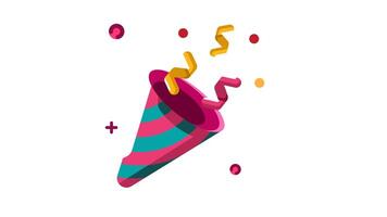 Confetti popper animated icon. Motion graphic animation happy new year themed video