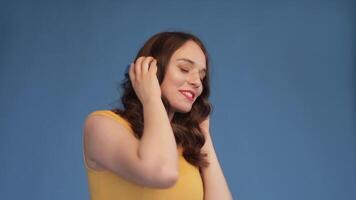 Woman Enjoying with Music at indoor video
