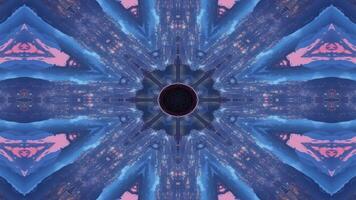A vibrant, symmetrical design featuring celestial elements and a cityscape at its core. video