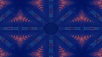 A symmetrical, abstract design featuring illuminated structures in a kaleidoscopic pattern. video