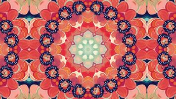 A vibrant, symmetrical mandala design featuring floral and abstract elements in calming colors. video