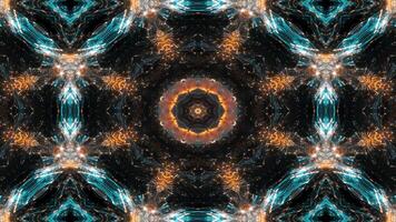 A vibrant, symmetrical pattern of glowing sparks and lights creating a kaleidoscopic effect. video