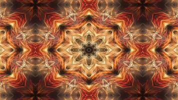 A symmetrical, fiery kaleidoscopic design with intricate patterns and vibrant colors. video