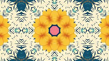 A symmetrical abstract design featuring geometric shapes and a central motif in vibrant colors. video