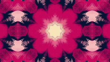 A vibrant geometric pattern with a symmetrical floral design in warm colors. video
