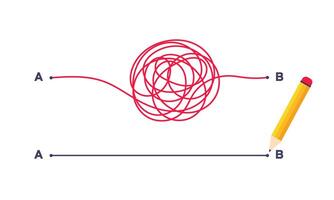 Complex and easy simple way from point A to B illustration. vector