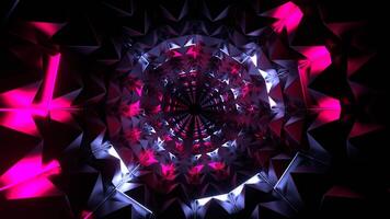 Pink and Lighting Blue Neon Light in Spikes Tunnel Background VJ Loop in 4K video