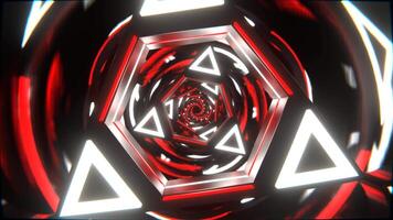 Red and White Neon Triangle Mirror Tunnel Background VJ Loop in 4K video