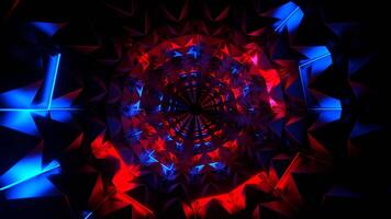 Red and Blue Neon Light in Spikes Tunnel Background VJ Loop in 4K video