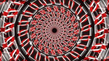 Red and White Neon Shape Kaleidoscope Tunnel Background VJ Loop in 4K video