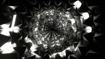 Black and White Neon Light in Spikes Tunnel Background VJ Loop in 4K video