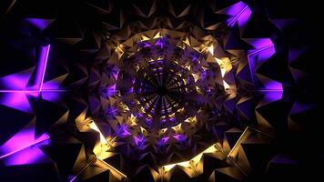 Purple and Yellow Neon Light in Spikes Tunnel Background VJ Loop in 4K video