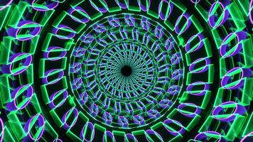 Purple and Turquoise Neon Shape Kaleidoscope Tunnel Background VJ Loop in 4K video