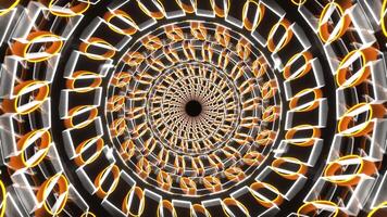 Orange and White Neon Shape Kaleidoscope Tunnel Background VJ Loop in 4K video
