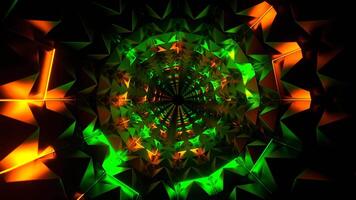 Green and Orange Neon Light in Spikes Tunnel Background VJ Loop in 4K video