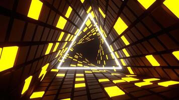 Orange and White Neon Lights Spiral Triangle Tunnel Background VJ Loop in 4K video