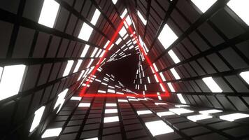 Red and White Neon Lights Spiral Triangle Tunnel Background VJ Loop in 4K video