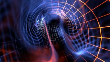 Orange and Light Blue Neon Frame Sci-Fi Wormhole Background VJ Loop in 4K video