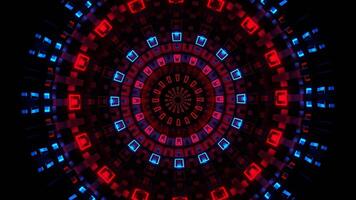 Red and Blue Neon Light Spherical Tunnel Background VJ Loop in 4K video