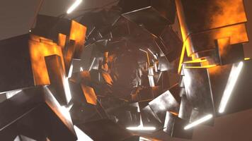Orange and White Strobe Floating Cube Tunnel Background VJ Loop in 4K video