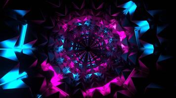 Cyan and Pink Neon Light in Spikes Tunnel Background VJ Loop in 4K video