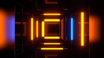 Orange and Blue Strobes Through Square in Tunnel Background VJ Loop in 4K video
