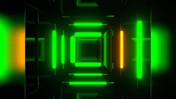 Orange and Green Strobes Through Square in Tunnel Background VJ Loop in 4K video