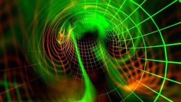 Green and Orange Neon Frame Sci-Fi Wormhole Background VJ Loop in 4K video
