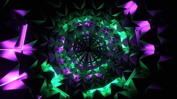 Purple and Turquoise Neon Light in Spikes Tunnel Background VJ Loop in 4K video