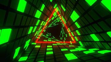 Green and Red Spiral Triangle Tunnel Background VJ Loop in 4K video