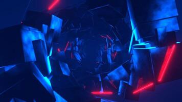 Red and Blue Strobe Floating Cube Tunnel Background VJ Loop in 4K video