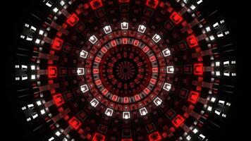 Red and White Neon Light Spherical Tunnel Background VJ Loop in 4K video