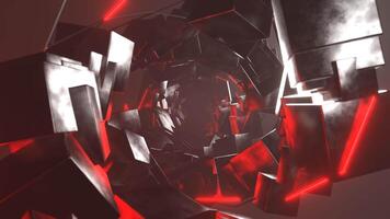 Red and White Strobe Floating Cube Tunnel Background VJ Loop in 4K video