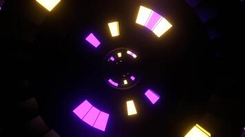 Purple and Yellow Neon Shimmer Spherical Tunnel Background VJ Loop in 4K video