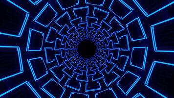Blue Neon Squares in Glossy Tunnel Background VJ Loop in 4K video