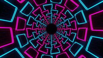 Cyan and Pink Neon Squares in Glossy Tunnel Background VJ Loop in 4K video