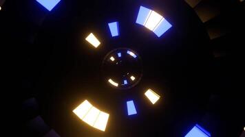 Blue and Yellow Neon Shimmer Spherical Tunnel Background VJ Loop in 4K video