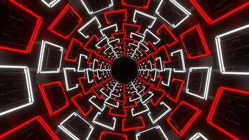 Red and White Neon Squares in Glossy Tunnel Background VJ Loop in 4K video