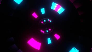 Cyan and Pink Neon Shimmer Spherical Tunnel Background VJ Loop in 4K video