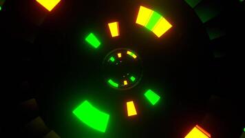 Orange and Green Neon Shimmer Spherical Tunnel Background VJ Loop in 4K video