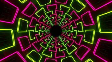 Pink and Light Green Squares in Glossy Tunnel Background VJ Loop in 4K video