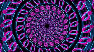 Cyan and Pink Neon Shape Kaleidoscope Tunnel Background VJ Loop in 4K video
