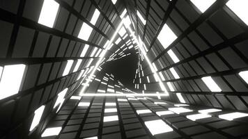 White Neon Lights Spiral Triangle Tunnel Background VJ Loop in 4K video