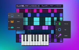 Audio Looper Editor. Drum pad machine. Beat maker Daw program. illustration vector
