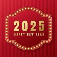 Happy new year 2025 with glowing bulb frame background. - . vector