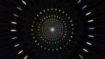 A colorful light bulb is in the center of a dark room video