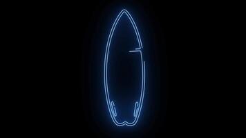 surfboard icon with a glowing neon effect video